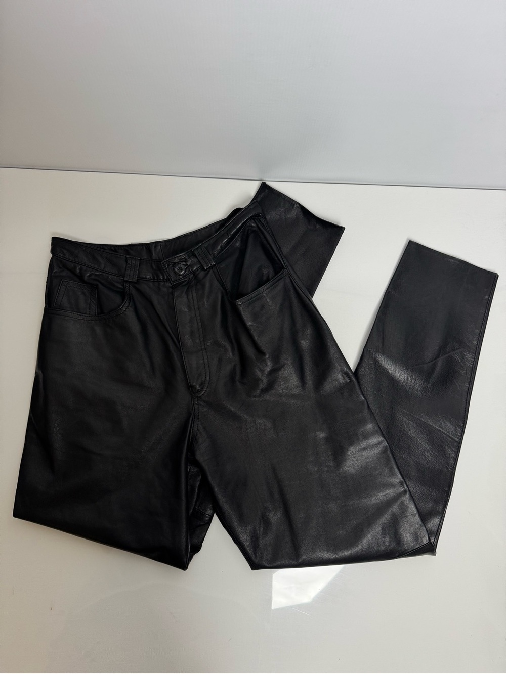 Vintage Wilsons Leather Pants High Waist Black Genuine Leather Made in Korea